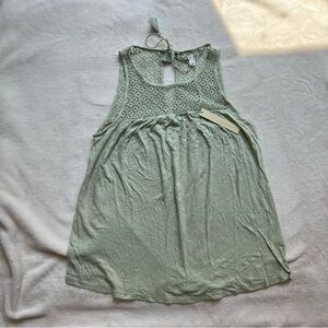LC Lauren Conrad Lace-Detail Sage Green Tank Top